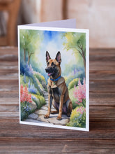 Load image into Gallery viewer, Belgian Malinois Spring Garden Greeting Cards - Blank Note Cards – 8-Pack of Artist-Designed Cards with Envelopes