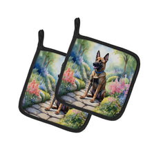 Load image into Gallery viewer, Belgian Malinois Spring Garden Pot Holders - Set of 2 Decorative Kitchen Helpers | Made in the USA