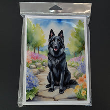 Load image into Gallery viewer, Belgian Sheepdog Spring Path Greeting Cards - Blank Note Cards – 8-Pack of Artist-Designed Cards with Envelopes