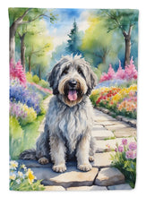Load image into Gallery viewer, Bergamasco Sheepdog Spring Path Garden Flag  – Dog-Themed Floral Outdoor Decor