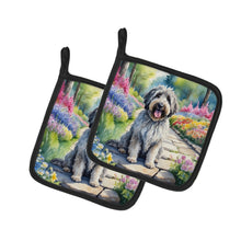 Load image into Gallery viewer, Bergamasco Sheepdog Spring Path Pot Holders - Set of 2 Decorative Kitchen Helpers | Made in the USA
