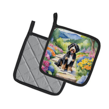 Load image into Gallery viewer, Bernedoodle Spring Path Pot Holders - Set of 2 Decorative Kitchen Helpers | Made in the USA
