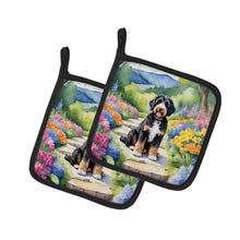 Load image into Gallery viewer, Bernedoodle Spring Path Pot Holders - Set of 2 Decorative Kitchen Helpers | Made in the USA
