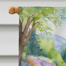 Load image into Gallery viewer, Bernese Mountain Dog Spring Path House Flag