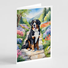 Load image into Gallery viewer, Bernese Mountain Dog Spring Path Greeting Cards - Blank Note Cards – 8-Pack of Artist-Designed Cards with Envelopes