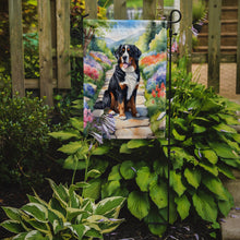Load image into Gallery viewer, Bernese Mountain Dog Spring Path Garden Flag  – Dog-Themed Floral Outdoor Decor
