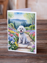 Load image into Gallery viewer, Bichon Frise Spring Path Greeting Cards - Blank Note Cards – 8-Pack of Artist-Designed Cards with Envelopes