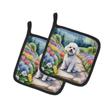 Load image into Gallery viewer, Bichon Frise Spring Path Pot Holders - Set of 2 Decorative Kitchen Helpers | Made in the USA