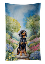 Load image into Gallery viewer, Black and Tan Coonhound Spring Path Kitchen Towel