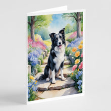 Load image into Gallery viewer, Border Collie Spring Path Greeting Cards - Blank Note Cards – 8-Pack of Artist-Designed Cards with Envelopes