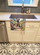 Load image into Gallery viewer, Border Terrier Spring Path Kitchen Towel