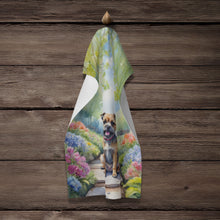 Load image into Gallery viewer, Border Terrier Spring Path Kitchen Towel