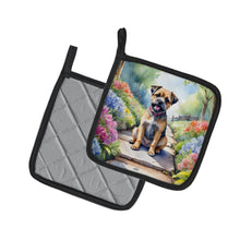 Load image into Gallery viewer, Border Terrier Spring Path Pot Holders - Set of 2 Decorative Kitchen Helpers | Made in the USA