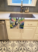 Load image into Gallery viewer, Boston Terrier Spring Path Kitchen Towel