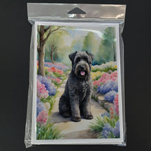 Load image into Gallery viewer, Bouvier des Flandres Spring Path Greeting Cards - Blank Note Cards – 8-Pack of Artist-Designed Cards with Envelopes
