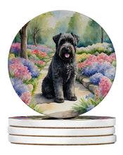 Load image into Gallery viewer, Bouvier des Flandres Spring Path Large Sandstone Coasters Pack of 4