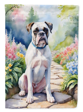 Load image into Gallery viewer, White Boxer Spring Path Garden Flag  – Dog-Themed Floral Outdoor Decor