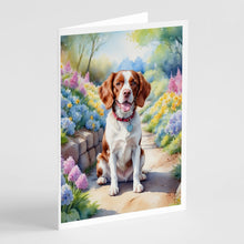Load image into Gallery viewer, Brittany Spaniel Spring Path Greeting Cards - Blank Note Cards – 8-Pack of Artist-Designed Cards with Envelopes