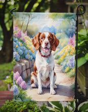 Load image into Gallery viewer, Brittany Spaniel Spring Path Garden Flag  – Dog-Themed Floral Outdoor Decor