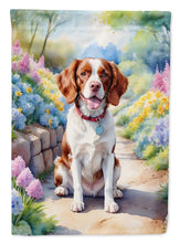 Load image into Gallery viewer, Brittany Spaniel Spring Path Garden Flag  – Dog-Themed Floral Outdoor Decor