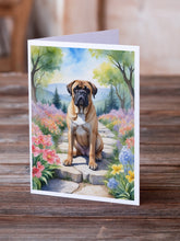 Load image into Gallery viewer, Bullmastiff Spring Path Greeting Cards - Blank Note Cards – 8-Pack of Artist-Designed Cards with Envelopes
