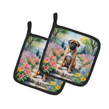 Load image into Gallery viewer, Bullmastiff Spring Path Pot Holders - Set of 2 Decorative Kitchen Helpers | Made in the USA