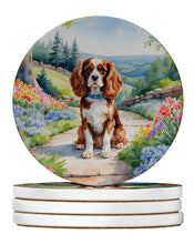 Load image into Gallery viewer, Cavalier Spaniel Spring Path Large Sandstone Coasters Pack of 4