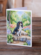 Load image into Gallery viewer, Cavalier Spaniel Spring Path Greeting Cards - Blank Note Cards – 8-Pack of Artist-Designed Cards with Envelopes