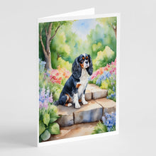 Load image into Gallery viewer, Cavalier Spaniel Spring Path Greeting Cards - Blank Note Cards – 8-Pack of Artist-Designed Cards with Envelopes