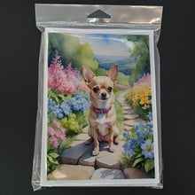 Load image into Gallery viewer, Chihuahua Spring Path Greeting Cards - Blank Note Cards – 8-Pack of Artist-Designed Cards with Envelopes
