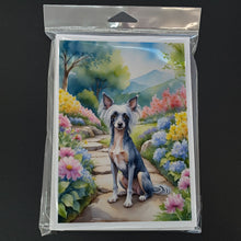 Load image into Gallery viewer, Chinese Crested Spring Path Greeting Cards - Blank Note Cards – 8-Pack of Artist-Designed Cards with Envelopes