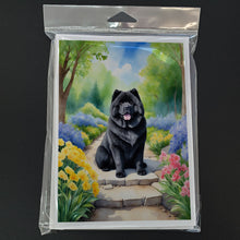 Load image into Gallery viewer, Chow Chow Spring Path Greeting Cards - Blank Note Cards – 8-Pack of Artist-Designed Cards with Envelopes