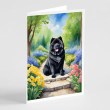 Load image into Gallery viewer, Chow Chow Spring Path Greeting Cards - Blank Note Cards – 8-Pack of Artist-Designed Cards with Envelopes