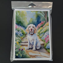 Load image into Gallery viewer, Clumber Spaniel Spring Path Greeting Cards - Blank Note Cards – 8-Pack of Artist-Designed Cards with Envelopes