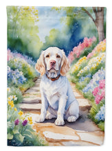 Load image into Gallery viewer, Clumber Spaniel Spring Path Garden Flag  – Dog-Themed Floral Outdoor Decor