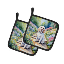 Load image into Gallery viewer, Clumber Spaniel Spring Path Pot Holders - Set of 2 Decorative Kitchen Helpers | Made in the USA