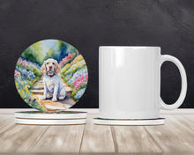 Load image into Gallery viewer, Clumber Spaniel Spring Path Large Sandstone Coasters Pack of 4
