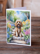 Load image into Gallery viewer, Cockapoo Spring Path Greeting Cards - Blank Note Cards – 8-Pack of Artist-Designed Cards with Envelopes