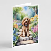 Load image into Gallery viewer, Cockapoo Spring Path Greeting Cards - Blank Note Cards – 8-Pack of Artist-Designed Cards with Envelopes