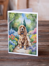 Load image into Gallery viewer, Cocker Spaniel Spring Path Greeting Cards - Blank Note Cards – 8-Pack of Artist-Designed Cards with Envelopes
