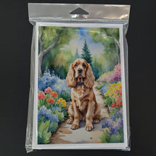 Load image into Gallery viewer, Cocker Spaniel Spring Path Greeting Cards - Blank Note Cards – 8-Pack of Artist-Designed Cards with Envelopes
