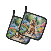 Load image into Gallery viewer, Cocker Spaniel Spring Path Pot Holders - Set of 2 Decorative Kitchen Helpers | Made in the USA