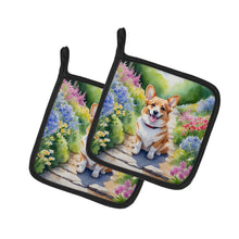 Load image into Gallery viewer, Corgi Spring Path Pot Holders - Set of 2 Decorative Kitchen Helpers | Made in the USA