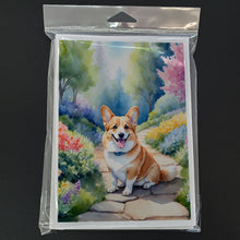 Load image into Gallery viewer, Corgi Spring Path Greeting Cards - Blank Note Cards – 8-Pack of Artist-Designed Cards with Envelopes