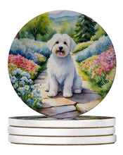 Load image into Gallery viewer, Coton de Tulear Spring Path Large Sandstone Coasters Pack of 4