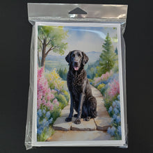 Load image into Gallery viewer, Curly-Coated Retriever Spring Path Greeting Cards - Blank Note Cards – 8-Pack of Artist-Designed Cards with Envelopes