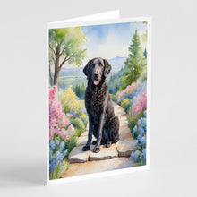 Load image into Gallery viewer, Curly-Coated Retriever Spring Path Greeting Cards - Blank Note Cards – 8-Pack of Artist-Designed Cards with Envelopes
