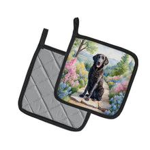 Load image into Gallery viewer, Curly-Coated Retriever Spring Path Pot Holders - Set of 2 Decorative Kitchen Helpers | Made in the USA