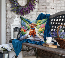Load image into Gallery viewer, Dachshund Spring Path Throw Pillow