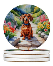 Load image into Gallery viewer, Dachshund Spring Path Large Sandstone Coasters Pack of 4